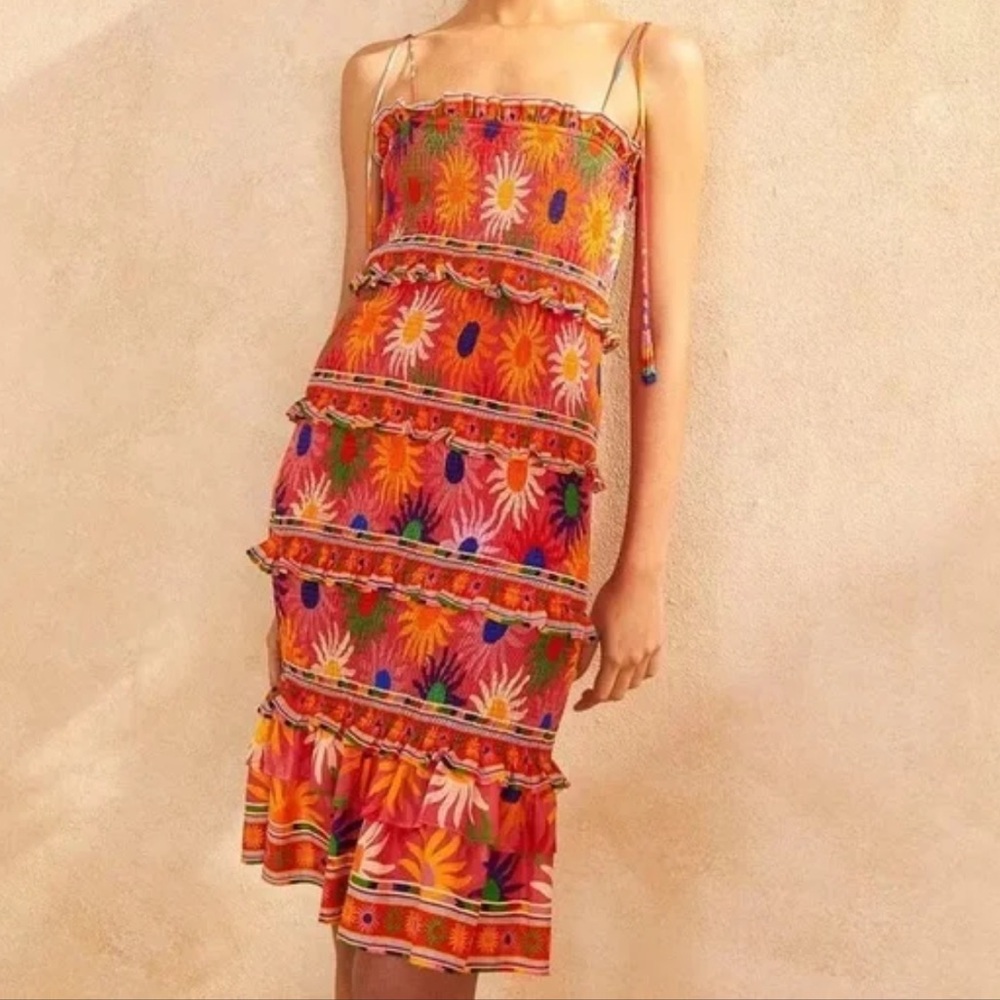FARM Rio Multicolor Floral Ruffle Dress